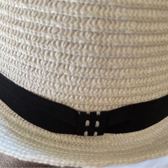 SCALA PRONTO WHITE Straw Fedora round Hat BLACK Hat Band, Beach Travel ONE size - Picture 10 of 14